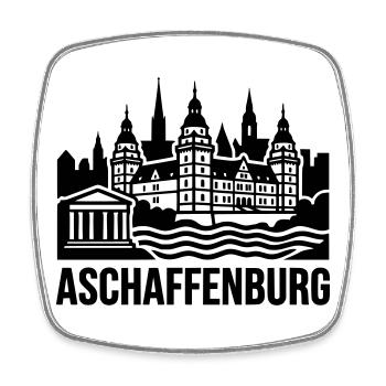 Aschaffenburg Silhouette Wahrzeichen - Viereckiger Kühlschrankmagnet - Weiß - Vorne