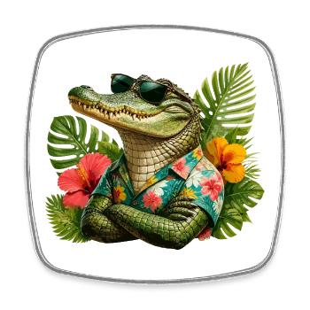Look hawaïen d’alligator - Magnet carré - blanc - Devant