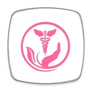 Wohlwollende Hand und Rosa Caduceus - Viereckiger Kühlschrankmagnet - Weiß - Vorne