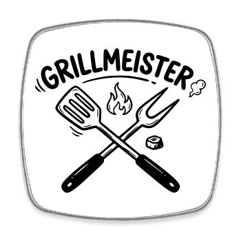 Grill Master BBQ Grilling Pitmaster Men - Square fridge magnet - white - Front