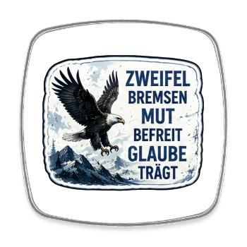 Mut befreit. Zweifel bremsen. - Viereckiger Kühlschrankmagnet - Weiß - Vorne