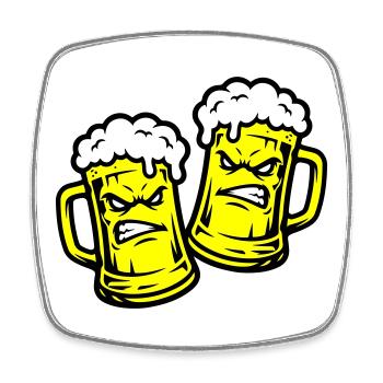 Bier Comic Bierglas - Viereckiger Kühlschrankmagnet - Weiß - Vorne
