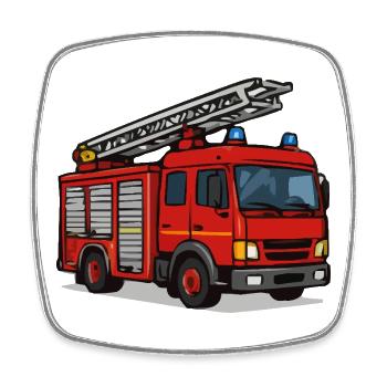 Fire Truck Cartoon Fire Truck - Square fridge magnet - white - Front