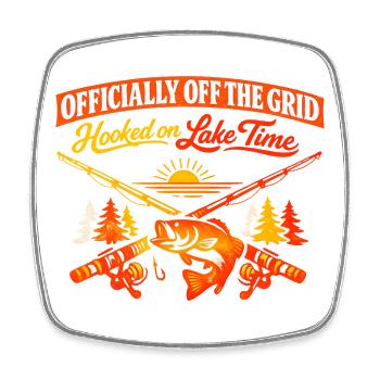 Lake Fishing Off Grid - Square fridge magnet - white - Front