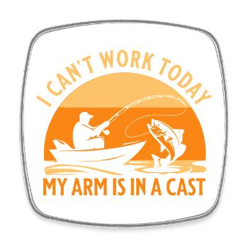 Ich kann heute nicht arbeiten, mein Arm ist in einem Gips – lustige Fis - Viereckiger Kühlschrankmagnet - Weiß - Vorne