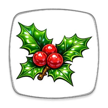 Holly with Berries - Square fridge magnet - white - Front