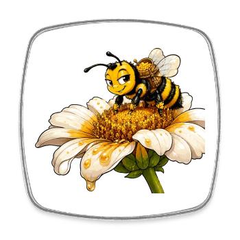 Biene Honig Imker Honigwabe Blumen Wiese Insekt - Viereckiger Kühlschrankmagnet - Weiß - Vorne
