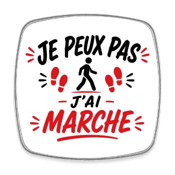 Marche Empreintes Rouge - Magnet carré - blanc - Devant