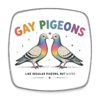 Gay Pigeons LGBTQ Pride Tauben Design - Viereckiger Kühlschrankmagnet - Weiß - Vorne