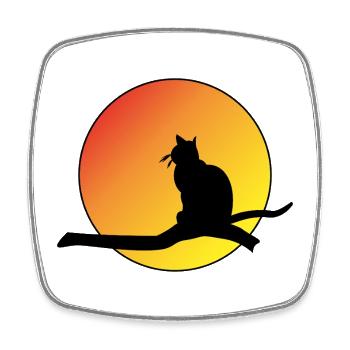Sunset Cat Silhouette - Square fridge magnet - white - Front