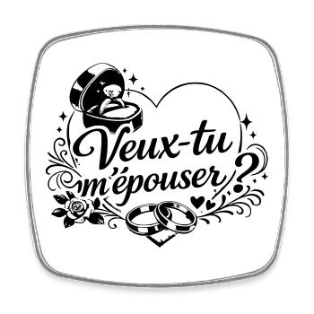 veux_tu_m-pouser - Magnet carré - blanc - Devant