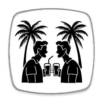 Silhouette de plage de vacances - Magnet carré - blanc - Devant