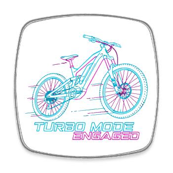 Neon Cyberpunk E-MTB Turbo Tee - Viereckiger Kühlschrankmagnet - Weiß - Vorne