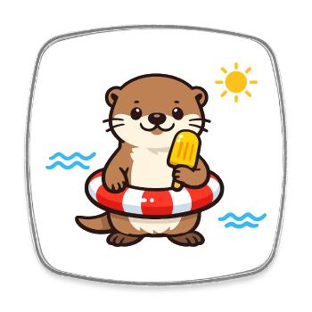 Sonnenotter mit Eis am Strand - Square fridge magnet - white - Front