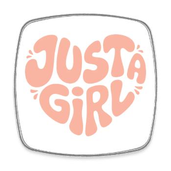 Just a Girl Herz Typografie - Viereckiger Kühlschrankmagnet - Weiß - Vorne