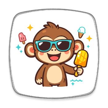 Sommerspaß Affe mit Eis - Square fridge magnet - white - Front