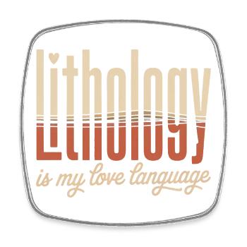 Literhology: Love Language Typography - Square fridge magnet - white - Front