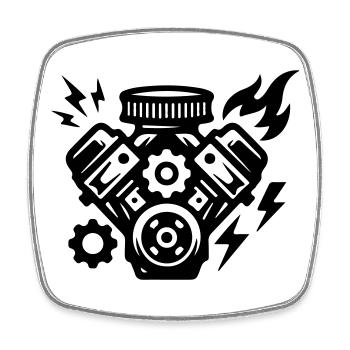 Symbole de réglage moteur - Magnet carré - blanc - Devant