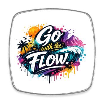 Go With the Flow Graffiti Surf Art Design - Viereckiger Kühlschrankmagnet - Weiß - Vorne