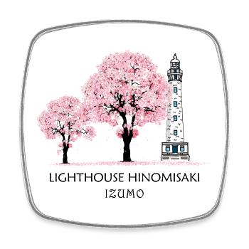 Izumo, Leuchtturm Handzeichnung, Japan - Viereckiger Kühlschrankmagnet - Weiß - Vorne
