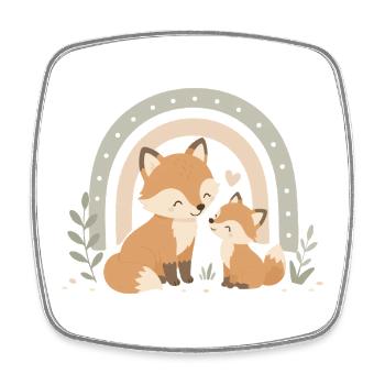 Renard & Enfant – Amour en famille arc-en-ciel bohème - Magnet carré - blanc - Devant