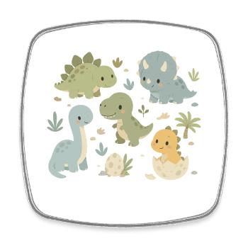Niedliche Dinosaurier Kinder Design - Viereckiger Kühlschrankmagnet - Weiß - Vorne