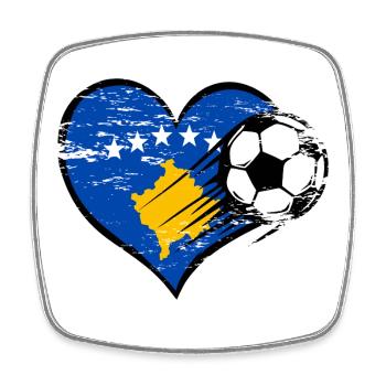 Flag football du Kosovo avec le cœur utilisé - Magnet carré - blanc - Devant