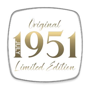 75th Birthday Gift Vintage July Vintage 1951 - Square fridge magnet - white - Front