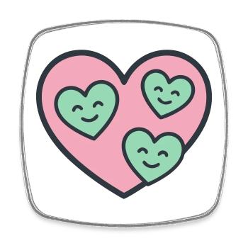 Heart Three Children Mom Mother of Three Love - Square fridge magnet - white - Front