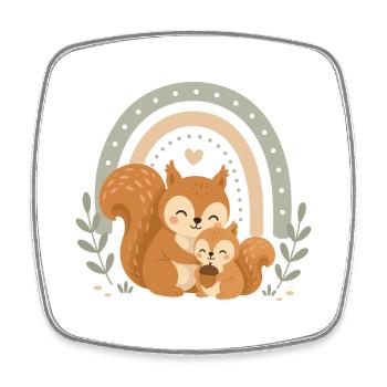 Squirrel Family Boho Rainbow - Square fridge magnet - white - Front