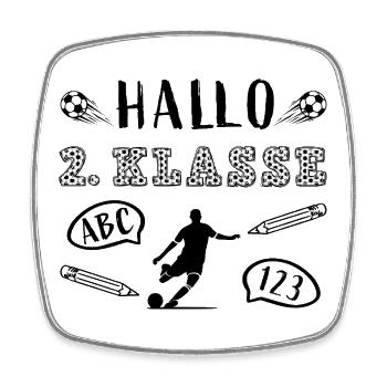 Hallo 2. Klasse Zweitklässler Zeugnis - Viereckiger Kühlschrankmagnet - Weiß - Vorne
