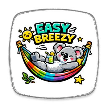 Easy Breezy Koala Regenbogen - Viereckiger Kühlschrankmagnet - Weiß - Vorne