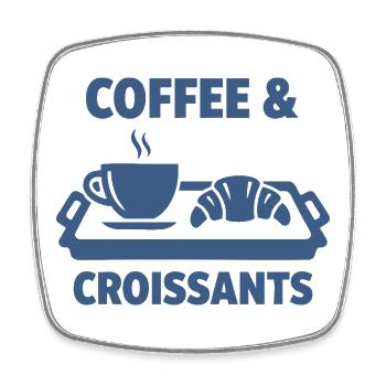 Breakfast Coffee Croissants Breakfast Funny Brunch - Square fridge magnet - white - Front