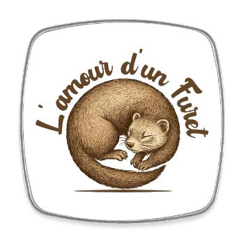 T-shirt Amour d'un furet enroulé - Magnet carré - blanc - Devant