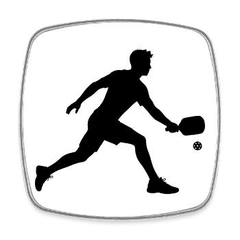 Motif de scène de pickleball autour d’un joueur de pickleball - Magnet carré - blanc - Devant
