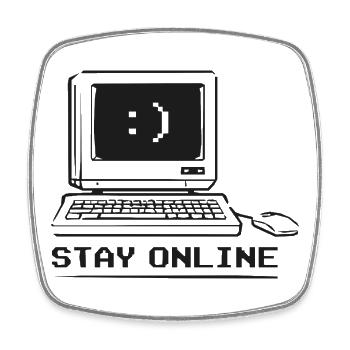Bleib Online Retro Computer - Viereckiger Kühlschrankmagnet - Weiß - Vorne