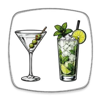 Cocktail Kollektion: Martini & Mojito - Viereckiger Kühlschrankmagnet - Weiß - Vorne