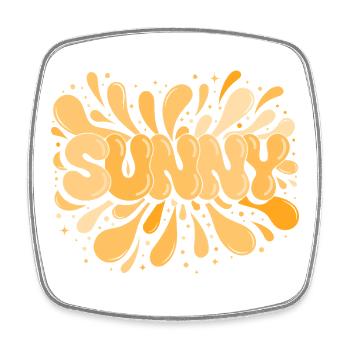 Sunny Orange Explosion Typographic Splash - Square fridge magnet - white - Front