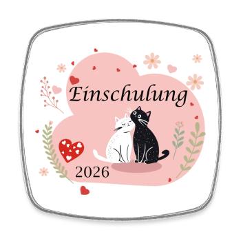  Einschulung 2026 - Viereckiger Kühlschrankmagnet - Weiß - Vorne