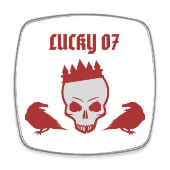 Lucky 07 Road Legend – Vintage Outlaw Design - Magnet carré - blanc - Devant
