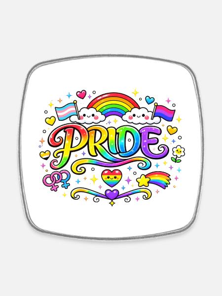 Pride Love is Love - Square fridge magnet - white