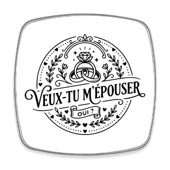 veux-tu m'épouser  - Magnet carré - blanc - Devant