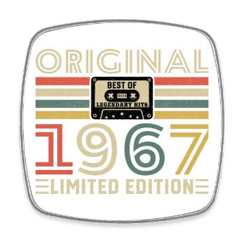 60 Jahre 1967 Vintage Retro Geburtstagsgeschenk - Viereckiger Kühlschrankmagnet - Weiß - Vorne