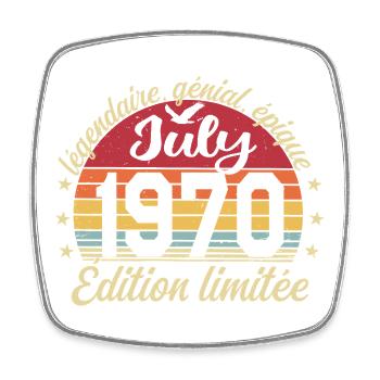 Anniversaire Juillet 1970 Vintage Cadeau - Magnet carré - blanc - Devant