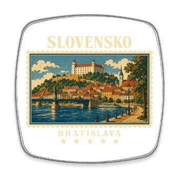 Slowakei Bratislava Vintage Reisemarke - Viereckiger Kühlschrankmagnet - Weiß - Vorne