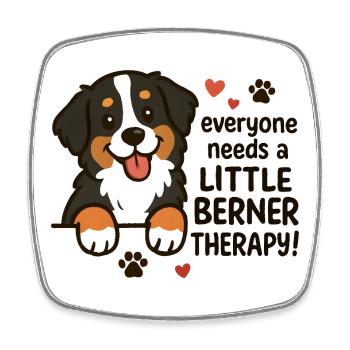 Chien de montagne bernois Petit Berner Humour de chien de thérapie - Magnet carré - blanc - Devant