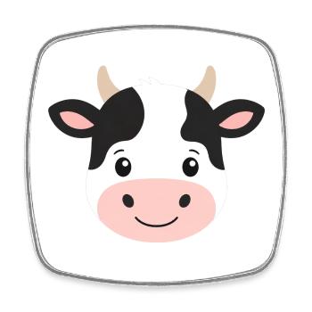 Cartoon joyeux Cow Face - Magnet carré - blanc - Devant