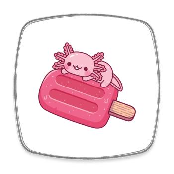 Mignon axolotl qui se détend sur de la glace rouge - Magnet carré - blanc - Devant