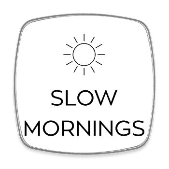 Matins lents | Citation du matin douillet | Amant du Soleil - Magnet carré - blanc - Devant