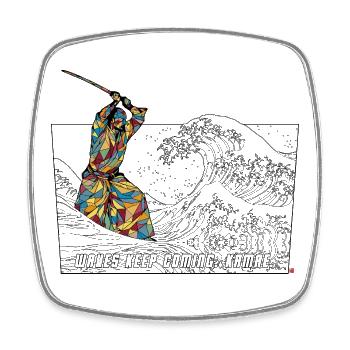 Les vagues continuent d’arriver Kamae Aïkido masculin Iaido Kendo - Magnet carré - blanc - Devant